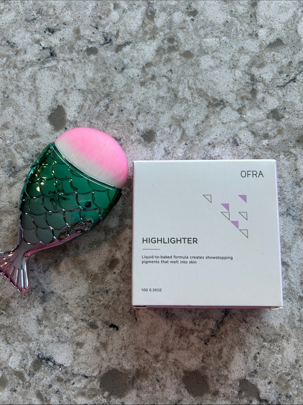 OFRA Highlighter with Metallic Teal Mermaid Brush and Pink Bristles